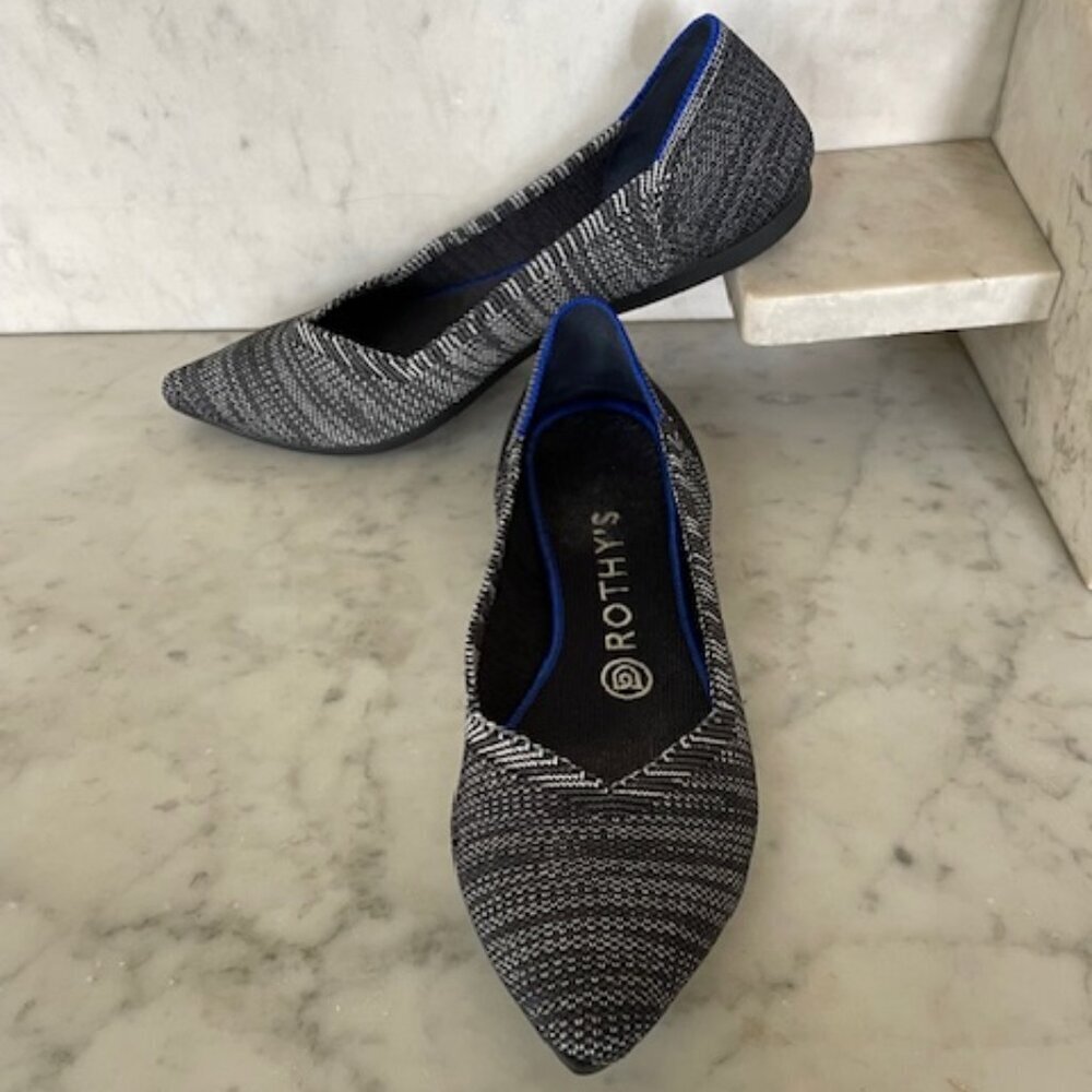 ROTHY'S Granite Heather The Point Toe Woven Flat Slip On Retired W8